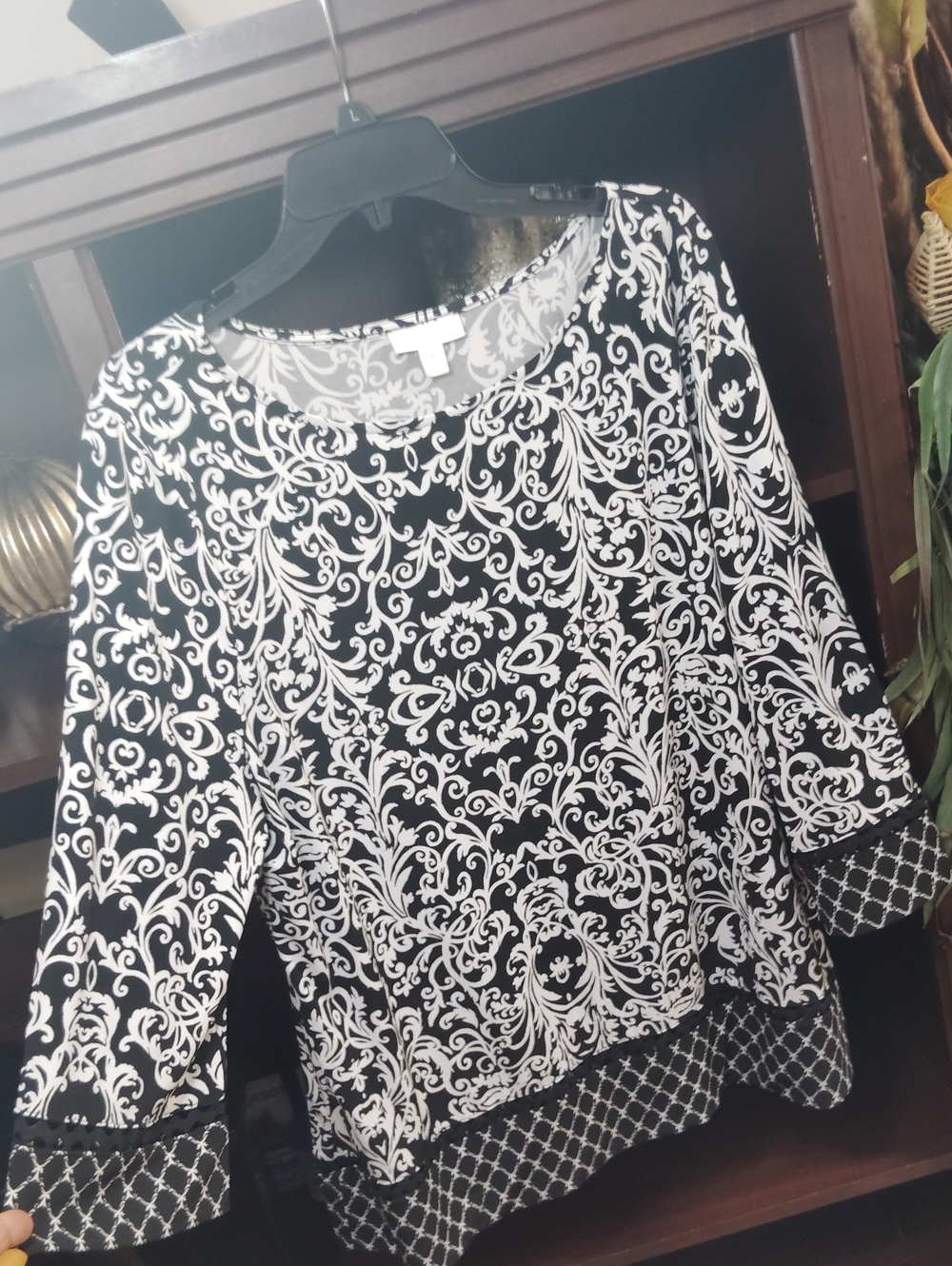 Charter Club Black and White Scroll Print Tunic